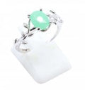 Bague Argent 925 'Murmure de Laurier' - Jade Vert - Taille Réglable
