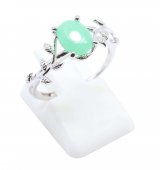 Bague Argent 925 'Murmure de Laurier' - Jade Vert - Taille Réglable