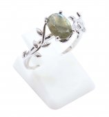 Bague Argent 925 'Murmure de Laurier' - Labradorite - Taille Réglable