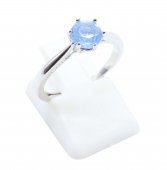 Bague Argent 925 'Rond Sublime' - Aigue Marine - Taille Réglable