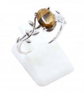 Bague Argent 925 'Murmure de Laurier' - Oeil de Tigre - Taille Réglable