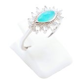 Bague Argent 925 'Œil Solaire' - Amazonite - Taille Réglable