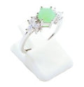Bague Argent 925 'Flocon d'Argent' - Jade Vert - Taille Réglable