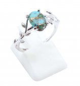 Bague Argent 925 'Murmure de Laurier' - Turquoise - Taille Réglable