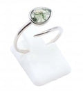 Bague Argent 925 'Serpent Argenté' - Agate Mousse - Taille Réglable
