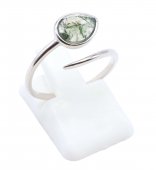 Bague Argent 925 'Serpent Argenté' - Agate Mousse - Taille Réglable