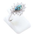 Bague Argent 925 'Œil Solaire' - Turquoise - Taille Réglable