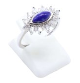 Bague Argent 925 'Œil Solaire' - Lapis Lazuli - Taille Réglable