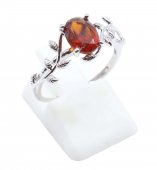 Bague Argent 925 'Murmure de Laurier' - Grenat - Taille Réglable