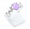 Bague Argent 925 'Murmure de Laurier' - Améthyste - Taille Réglable