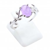 Bague Argent 925 'Murmure de Laurier' - Améthyste - Taille Réglable