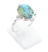 Bague Argent 925 Turquoise Ovale Impérial - Taille Réglable