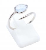 Bague Argent 925 'Serpent Argenté' - Aigue Marine - Taille Réglable