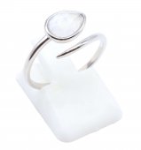 Bague Argent 925 'Serpent Argenté' - Pierre de Lune - Taille Réglable