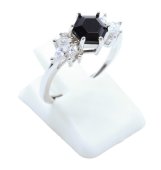 Bague Argent 925 'Flocon d'Argent' - Onyx - Taille Réglable