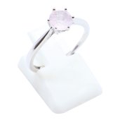 Bague Argent 925 'Rond Sublime' - Quartz Rose - Taille Réglable