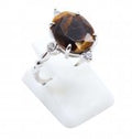 Bague Argent 925 Oeil de Tigre Ovale Impérial - Taille Réglable