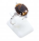 Bague Argent 925 Oeil de Tigre Ovale Impérial - Taille Réglable