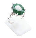Bague Argent 925 Malachite Ovale Impérial - Taille Réglable