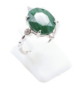 Bague Argent 925 Malachite Ovale Impérial - Taille Réglable