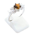 Bague Argent 925 'Flocon d'Argent' - Oeil de Tigre - Taille Réglable