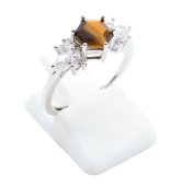 Bague Argent 925 'Flocon d'Argent' - Oeil de Tigre - Taille Réglable