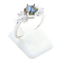 Bague Argent 925 'Flocon d'Argent' - Labradorite - Taille Réglable