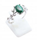 Bague Argent 925 'Murmure de Laurier' - Malachite - Taille Réglable