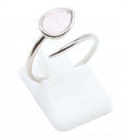Bague Argent 925 'Serpent Argenté' - Quartz Rose - Taille Réglable