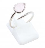 Bague Argent 925 'Serpent Argenté' - Quartz Rose - Taille Réglable