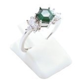 Bague Argent 925 'Flocon d'Argent' - Malachite - Taille Réglable