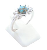 Bague Argent 925 'Flocon d'Argent' - Turquoise - Taille Réglable