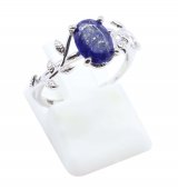Bague Argent 925 'Murmure de Laurier' - Lapis Lazuli - Taille Réglable