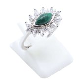 Bague Argent 925 'Œil Solaire' - Malachite - Taille Réglable