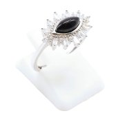 Bague Argent 925 'Œil Solaire' - Onyx - Taille Réglable
