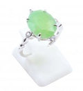 Bague Argent 925 Jade Vert Ovale Impérial - Taille Réglable