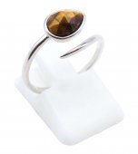 Bague Argent 925 'Serpent Argenté' - Œil de Tigre - Taille Réglable