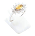 Bague Argent 925 'Œil Solaire' - Citrine - Taille Réglable