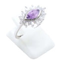 Bague Argent 925 'Œil Solaire' - Améthyste - Taille Réglable