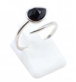 Bague Argent 925 'Serpent Argenté' - Onyx - Taille Réglable