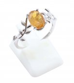 Bague Argent 925 'Murmure de Laurier' - Citrine - Taille Réglable
