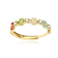 Bague Femme Réglable Fleurs Marguerite Zirconiums – Plaqué Or 1 Micron