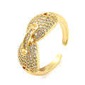 Bague Dorée Entrelacée Diamants CZ Réglable – Plaquage Or 1 Micron