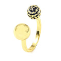 Bague Femme Réglable Boules Diamants CZ Noirs – Plaquage Or