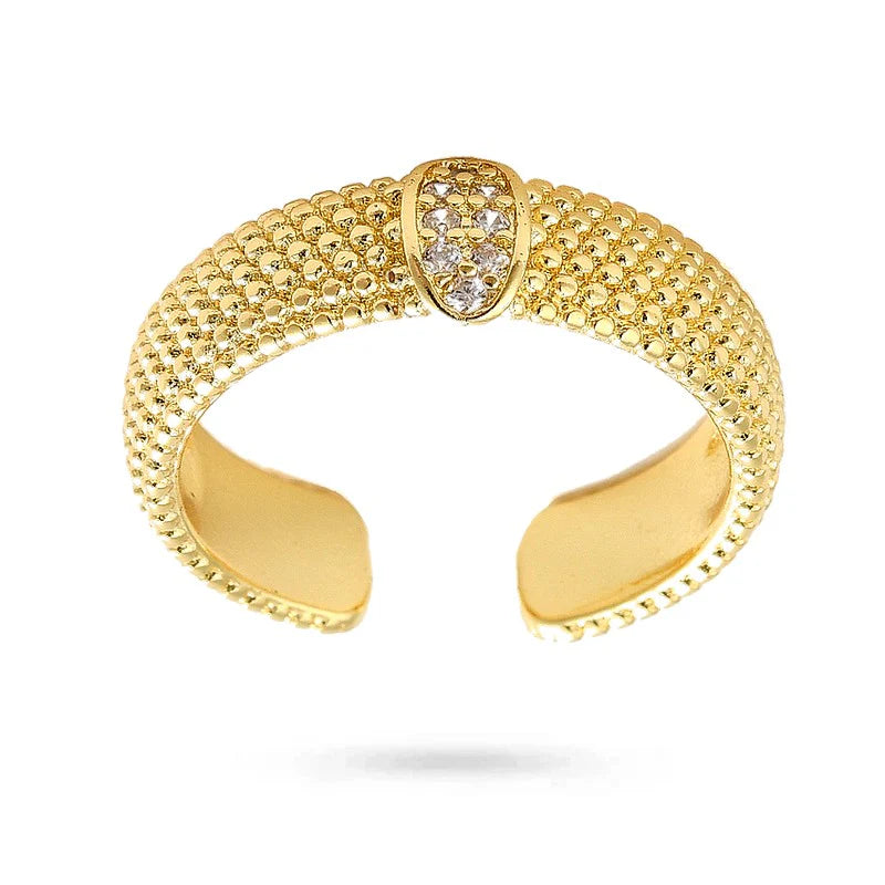 Bague Alliance Femme Réglable Zirconiums – Plaqué Or 1 Micron