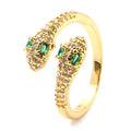 Bague Dorée Serpent Diamant CZ – Réglable | Plaquage Or 1 Micron