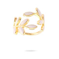 Bague Femme Réglable Pétales Fleur Émail Mauve – Plaqué Or 1 Micron