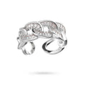 Bague Femme Réglable Maille Gourmette Zirconiums Sertis – Dorée Rhodié
