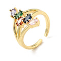 Bague Femme Réglable Lignée Diamants CZ Couleurs – Plaquage Or