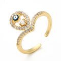 Bague Dorée Lignée Zirconium Œil Oriental – Réglable | Plaquage Or 1 Micron